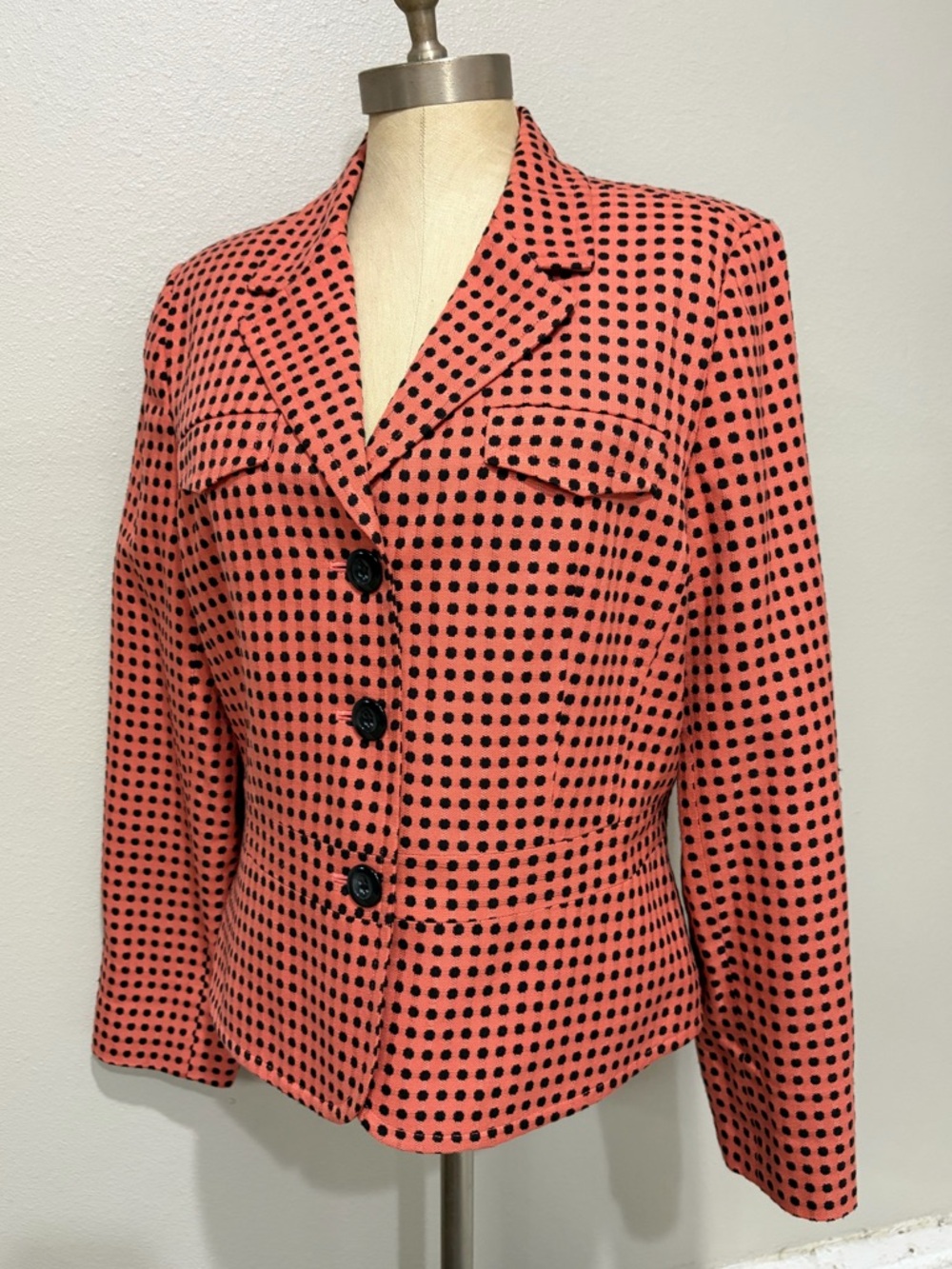 Emma James Coral Polka Dot Tailored Blazer